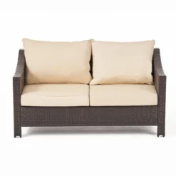 Christopher Knight Home Antibes 2 Piece Outdoor Wicker Loveseat And Coffee Table Set With Cushions -FurniVerse Store GUEST 4dfae545 d4a8 48f4 ae51 52db32ea5d9d