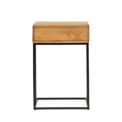 Gaudet Modern Industrial Handmade Mango Wood C Shaped Side Table With Drawer Natural/Black - Christopher Knight Home -FurniVerse Store GUEST 4e690897 612d 4b5e bcb2 74f32d704d5c