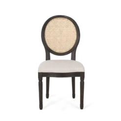 Christopher Knight Home Govan Upholstered Wood And Cane Dining Chairs (Set Of 2), Beige/Natural Brown/Dark Brown -FurniVerse Store GUEST 51ccfc79 1f70 49b0 9911 667f8f556114