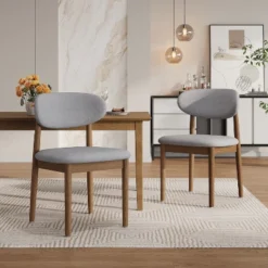 Christopher Knight Home Bulwarth Mid-Century Modern Rubberwood Upholstered Dining Chair With Curved Back (Set Of 2) -FurniVerse Store GUEST 521b4251 950a 4d5a b149 60b6168627a3