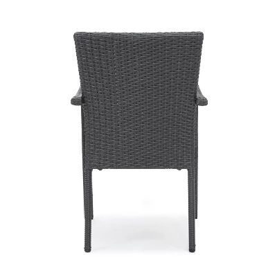 Corsica Set Of 2 Wicker Dining Chair With Cushions - Gray - Christopher Knight Home 6 Corsica Set Of 2 Wicker Dining Chair With Cushions - Gray - Christopher Knight Home - Image 6