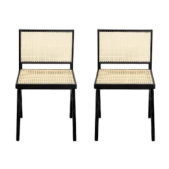 Christopher Knight Home Sepp Rubberwood And Cane Armless Dining Chair With V-Shaped Legs(Set Of 2)