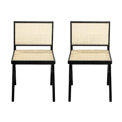 Christopher Knight Home Sepp Rubberwood And Cane Armless Dining Chair With V-Shaped Legs(Set Of 2) 1 Christopher Knight Home Sepp Rubberwood And Cane Armless Dining Chair With V-Shaped Legs(Set Of 2)