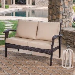 Christopher Knight Home Honolulu 49" Outdoor Wicker Loveseat With Cushions