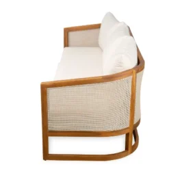 Christopher Knight Home Elrane Mid-Century Modern Patio 3-Seater Acacia Wood Sofa With Thick Cushions -FurniVerse Store GUEST 54279628 5989 4362 838c f908f88007ba