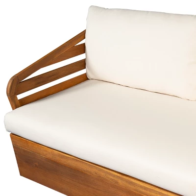 Christopher Knight Home Rugar 4-Seater Patio Acacia Wood V-Shaped Sectional Sofa With Thick Cushions 8 Christopher Knight Home Rugar 4-Seater Patio Acacia Wood V-Shaped Sectional Sofa With Thick Cushions - Image 8