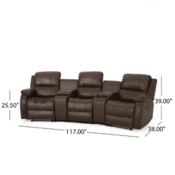 Meridan Contemporary Upholstered Theater Seating Reclining Sofa - Christopher Knight Home -FurniVerse Store GUEST 54795240 fe61 416a ab40 35510ffc0efb