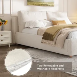 Christopher Knight Home Nicolas Boucle Upholstered Platform Bed With Removable Pillow Headboard -FurniVerse Store GUEST 555dbd71 427f 4456 bf72 be09bb43283a