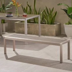 Cape Coral Aluminum Modern Dining Bench - Christopher Knight Home -FurniVerse Store GUEST 557598f1 c8b9 44d1 92c6 8f80ef2522a5