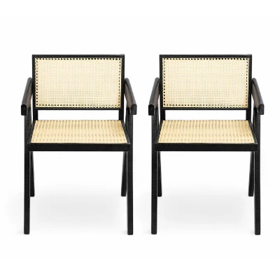 Christopher Knight Home Randall Rubberwood And Cane Arm Dining Chair With V-Shaped Legs(Set Of 2) 1 Christopher Knight Home Randall Rubberwood And Cane Arm Dining Chair With V-Shaped Legs(Set Of 2)