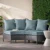 Christopher Knight Home 2pc Newton Wicker Outdoor Patio Curved Loveseat Sectional With Cushions Gray/Teal