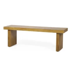 Christopher Knight Home Appling 57" Outdoor Acacia Wood Bench With Sled Base, Natural
