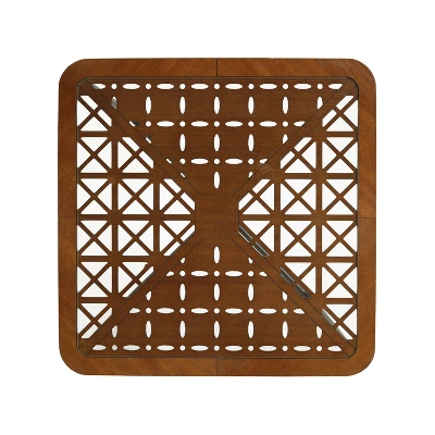 Christopher Knight Home Tierney Industrial Tempered Glass And Metal Square Coffee Table With Geometric Pattern 4 Christopher Knight Home Tierney Industrial Tempered Glass And Metal Square Coffee Table With Geometric Pattern - Image 4