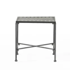 Petra Square Iron Patio Side Table - Black - Christopher Knight Home
