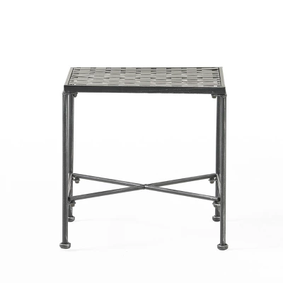 Petra Square Iron Patio Side Table - Black - Christopher Knight Home 1 Petra Square Iron Patio Side Table - Black - Christopher Knight Home
