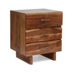 Terrell Handcrafted Boho Acacia Wood 3 Drawer Nightstand Dark Natural - Christopher Knight Home -FurniVerse Store GUEST 5d0377ad 157d 418a af00 5f702a5ad100