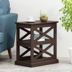 Vernon Contemporary 2 Shelf Side Table Dark Walnut - Christopher Knight Home
