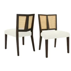 Christopher Knight Home Hassan Rubberwood Upholstered Dining Chairs With Cane Webbing(Set Of 2) -FurniVerse Store GUEST 5f4ae0b3 5e9f 4c32 a119 db5037cf94dc