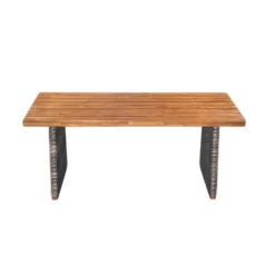 Christopher Knight Home Amara Rustic 6 Piece Outdoor Acacia Wood Dining Set With Rattan Slatted Table And Cushions -FurniVerse Store GUEST 5fec7a82 cffd 4cb7 bc5b a9595b3ea7a5