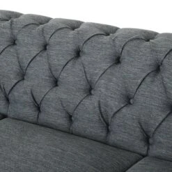 Saragus Chesterfield Tufted 3 Seater Sofa With Nailhead Trim Charcoal/Dark Brown - Christopher Knight Home -FurniVerse Store GUEST 6056efe1 cbd0 4688 abdc 5a0b6d46662a