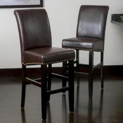 Set Of 2 Christopher Knight Home Lissette Leather Barstool - Brown 5 Set Of 2 Christopher Knight Home Lissette Leather Barstool - Brown -FurniVerse Store GUEST 60a72d80 00d6 47d0 af64 5dc1663fd996