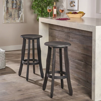 Set Of 2 Ruthie Acacia Barstools Dark Gray - Christopher Knight Home 1 Set Of 2 Ruthie Acacia Barstools Dark Gray - Christopher Knight Home