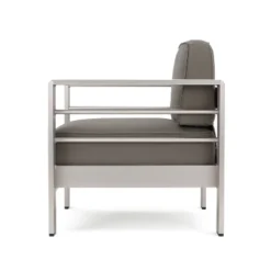 Cape Coral 5pc Aluminum And MGO Seating Set With Fire Table Khaki/Light Gray - Christopher Knight Home -FurniVerse Store GUEST 62a2b742 d5e6 44a8 8753 4394d71e5ae2
