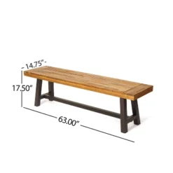Christopher Knight Home Bowman Outdoor Acacia Wood 63" W Bench With Iron Legs -FurniVerse Store GUEST 6444f70e 4562 4e94 84b5 6b531d381fd6