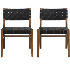 Christopher Knight Home Cassius Woven Faux Leather Rubberwood Dining Chair (Set Of 2) -FurniVerse Store GUEST 651f585b bd6d 4777 be06 80856346bc43