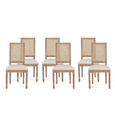 Set Of 6 Regina French Country Wood And Cane Upholstered Dining Chairs - Christopher Knight Home 11 Set Of 6 Regina French Country Wood And Cane Upholstered Dining Chairs - Christopher Knight Home - Image 11