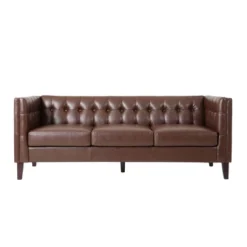 Pondway Contemporary Faux Leather Tufted 3 Seater Sofa - Christopher Knight Home -FurniVerse Store GUEST 65814a38 2198 4b9d aa1d 0f7f178db283