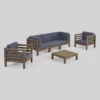 Oana 6pc Acacia Wood Sofa Chat Set - Gray/Dark Gray - Christopher Knight Home