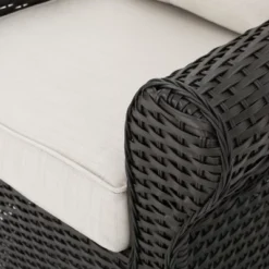 Acadia 3pc Wicker Rocker And MGO Gas Firepit Set - Dark Brown - Christopher Knight Home -FurniVerse Store GUEST 670573ba 4a7e 4fbd 9dcc 48c6b0189a44