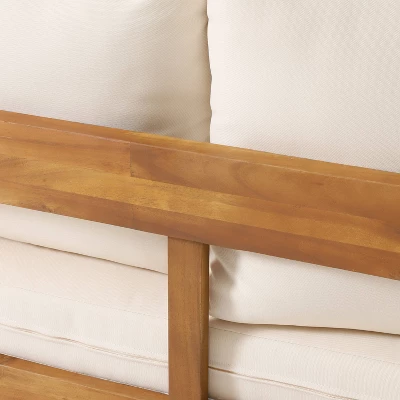 Christopher Knight Home 4pc Brooklyn Teak Outdoor Sectional Chat Set With Cushions Beige 8 Christopher Knight Home 4pc Brooklyn Teak Outdoor Sectional Chat Set With Cushions Beige - Image 8