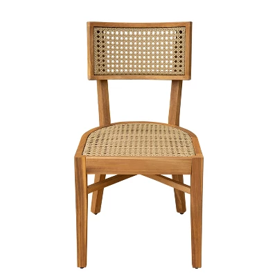 Christopher Knight Home Dahlia Patio Rustic Acacia Wood Wicker Dining Chair (Set Of 2) 4 Christopher Knight Home Dahlia Patio Rustic Acacia Wood Wicker Dining Chair (Set Of 2) - Image 4