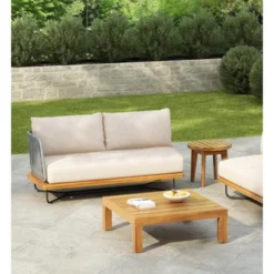 Christopher Knight Home Lucca Outdoor Acacia Wood Rope Woven Left Arm Sectional Sofa -FurniVerse Store GUEST 67d67a73 033b 4ef2 9d0a ee56fa95ce05
