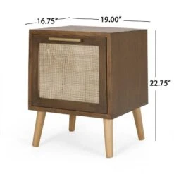Hulett Contemporary End Table With Storage Walnut/Natural/Antique Gold - Christopher Knight Home -FurniVerse Store GUEST 690cf74d f55f 4b41 94fe 20343e92ccba