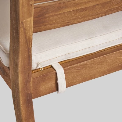 Nestor 2pk Acacia Wood Dining Chairs - Natural/Cream - Christopher Knight Home 2 Nestor 2pk Acacia Wood Dining Chairs - Natural/Cream - Christopher Knight Home - Image 2