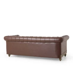 Castalia Chesterfield Tufted 3 Seater Sofa With Nailhead Trim Dark Brown/Natural - Christopher Knight Home -FurniVerse Store GUEST 6bcc9f14 71b9 452c 8408 bfc6f549c645