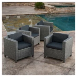 Puerta 4pk All-Weather Wicker Patio Club Chairs - Black - Christopher Knight Home 5 Puerta 4pk All-Weather Wicker Patio Club Chairs - Black - Christopher Knight Home -FurniVerse Store GUEST 6be1dbc6 7637 4bad a906 07f9bd771f03