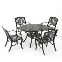 Christopher Knight Home Windley Outdoor Aluminum 5 Piece Expandable Dining Set