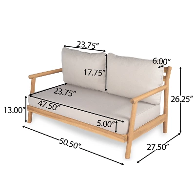 Christopher Knight Home Shane 50" Rustic Outdoor Acacia Wood Loveseat With Water-Resistant Cushion 2 Christopher Knight Home Shane 50" Rustic Outdoor Acacia Wood Loveseat With Water-Resistant Cushion - Image 2