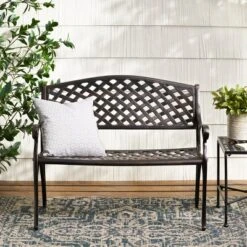 Christopher Knight Home Cozumel Outdoor 40.75" Cast Aluminum Bench, Shiny Copper