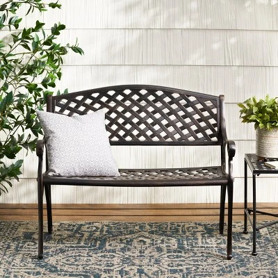 Christopher Knight Home Cozumel Outdoor 40.75" Cast Aluminum Bench, Shiny Copper 1 Christopher Knight Home Cozumel Outdoor 40.75" Cast Aluminum Bench, Shiny Copper