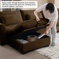 Christopher Knight Home Constance Large L-Shaped Corduroy 157.5" Sectional Sofa With Storage Ottoman And 4 Waist Pillows -FurniVerse Store GUEST 6d975347 a488 4b17 a84f b21e9f3c3d60