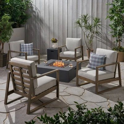 Belgian 6pc Acacia Wood Fire Conversation Set - Christopher Knight Home 7 Belgian 6pc Acacia Wood Fire Conversation Set - Christopher Knight Home - Image 7