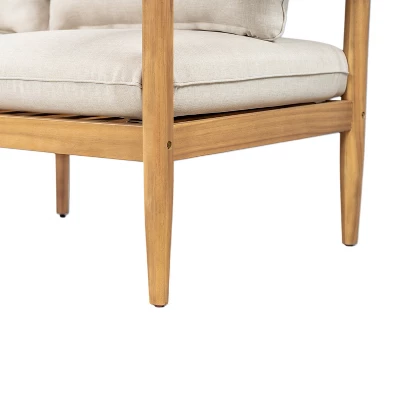 Christopher Knight Home Kara 61" Outdoor Acacia Wood Loveseat With Water-Resistant Cushions And Slat Open Back 8 Christopher Knight Home Kara 61" Outdoor Acacia Wood Loveseat With Water-Resistant Cushions And Slat Open Back - Image 8