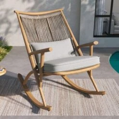 Christopher Knight Home Glencoe Outdoor Iron Rocking Chair With PE Rattan Backrest And Cushion