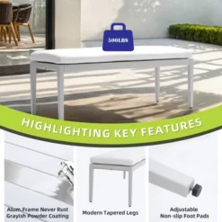 Christopher Knight Home Paula Sunbrella Fabric Cushioned Aluminum 47.2" Bench -FurniVerse Store GUEST 704947ec 2502 4dac a950 2cb135260ba2