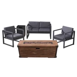 Christopher Knight Home Outdoor Aluminum 4 Seater Chat Set With Fire Pit, Gray/Brown 21 Christopher Knight Home Outdoor Aluminum 4 Seater Chat Set With Fire Pit, Gray/Brown -FurniVerse Store GUEST 7050b1e3 34bf 454e 87fc 46ed385a3b27